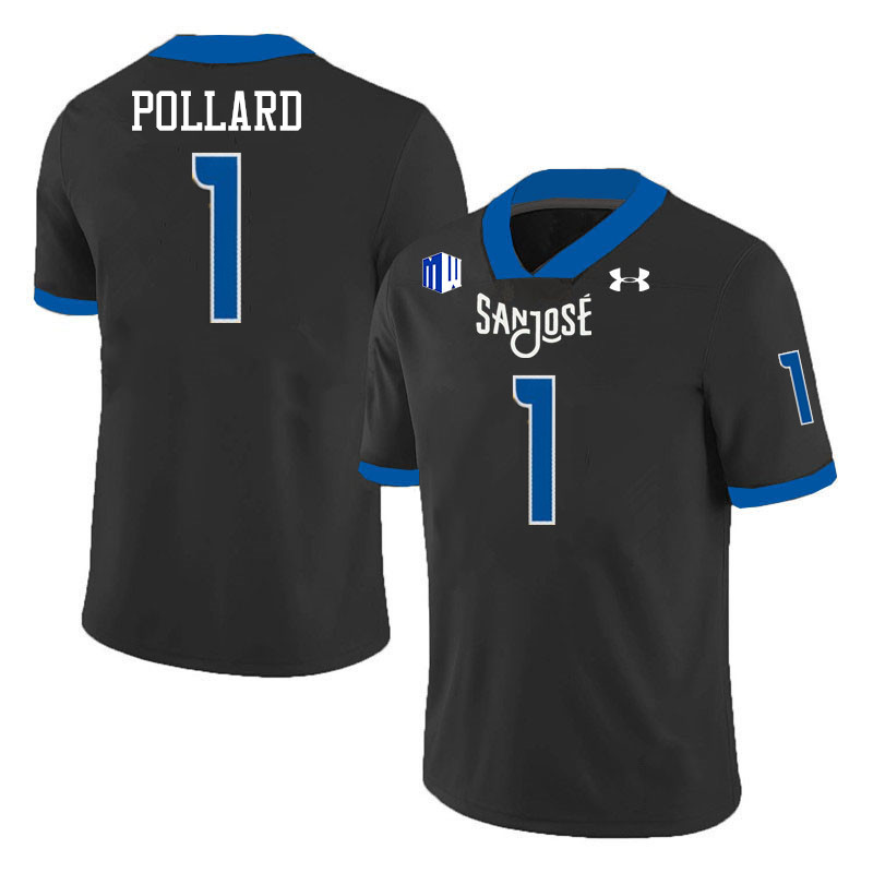 San Jose State Spartans #1 Jordan Pollard College Football Jerseys,Uniforms-Black